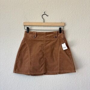 NWT WE THE FREE PEOPLE Cotton Twill Mini Skirt in Almond Ash